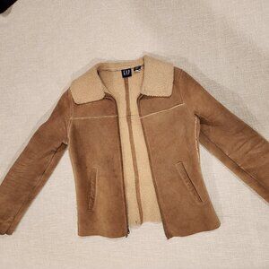 GAP Tan Leather Vintage Jacket - Aviator Bomber Pilot Sheepskin Style